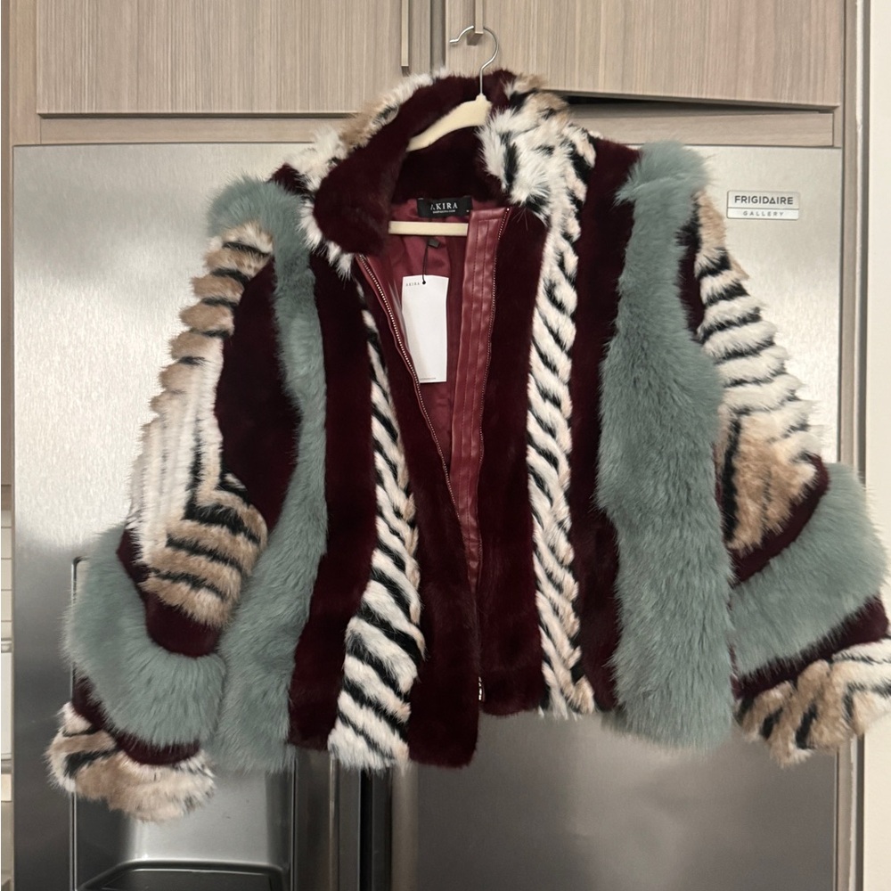 AKIRA Multicolor Faux Fur Teddy Jacket